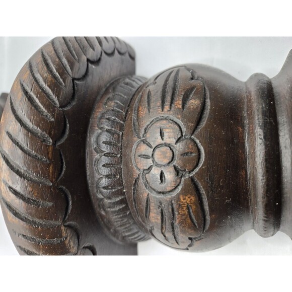 ANTIQUE HAND CARVED MAHOGANY CORBEL WALL SHELF Pair - Picture 7 of 7